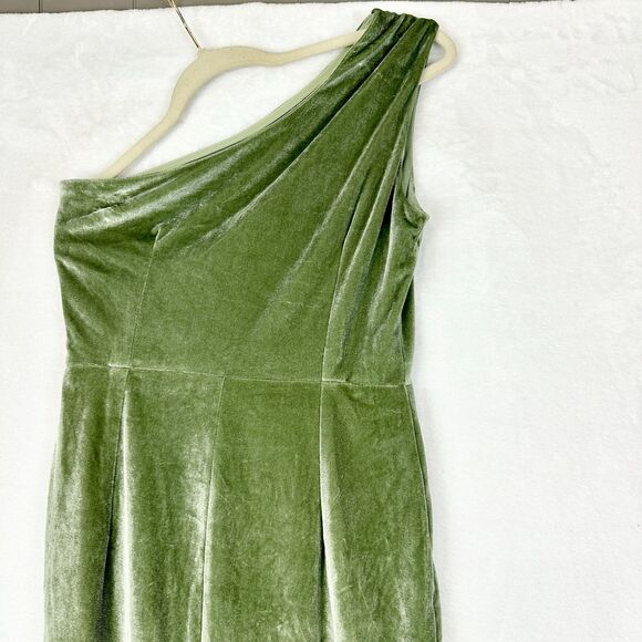 Baltic Born Kourtney Velvet One Shoulder Midi Dress Sage Size Small NEW Stretch - Picture 6 of 9